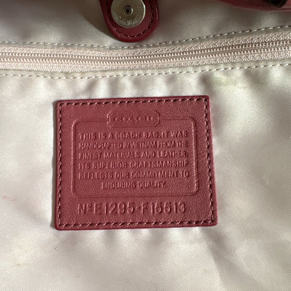 Coach Ashley Pleated Convertible Leather Satchel Mauve with Wallet - Picture 10 of 16